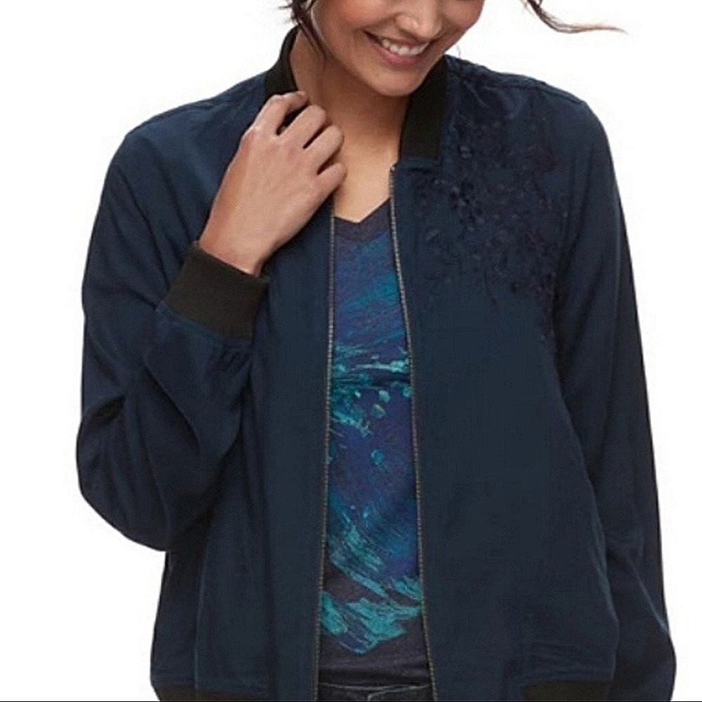 Women's Sonoma Goods For Life® Blue Embroidered Bomber Jacket